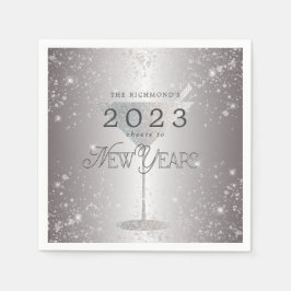Martini Silver Glitter Nyårsafton Party Pappersservett
