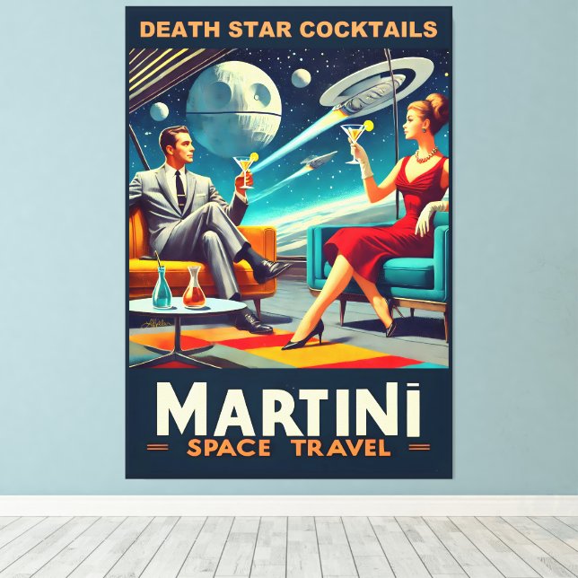 Martini Space Resor affischer Dödsstjärnor Cocktai Canvastryck (Insitu (trägolv))