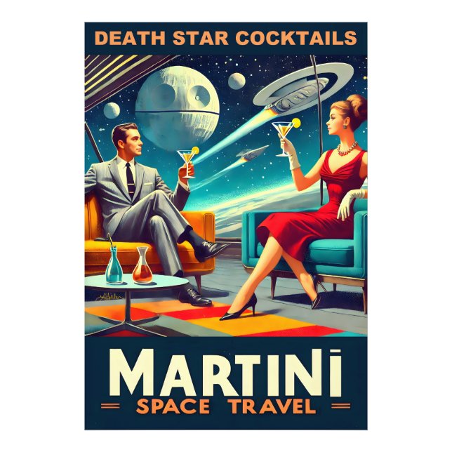 Martini Space Resor affischer Dödsstjärnor Cocktai Fototryck (Framsidan)