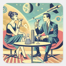 Martini Space Resor affischer Flight Crew Fyrkantigt Klistermärke