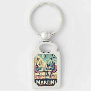 Martini Space Resor affischer Flight Crew Rektangulärt Silverfärgad Nyckelring