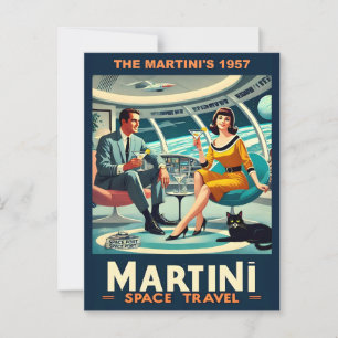 Martini Space Resor affischer Martinis 1957 Vykort