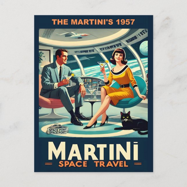 Martini Space Resor affischer Martinis 1957 Vykort (Framsida)