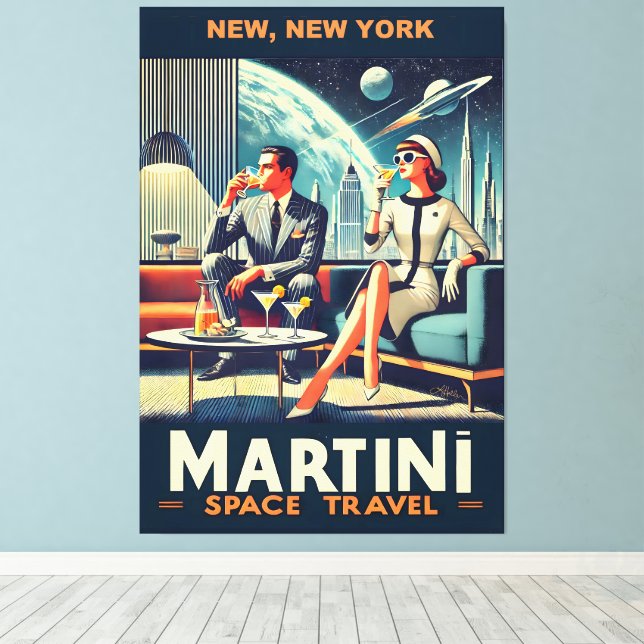 Martini Space Resor affischer New, New York Canvastryck (Insitu (trägolv))