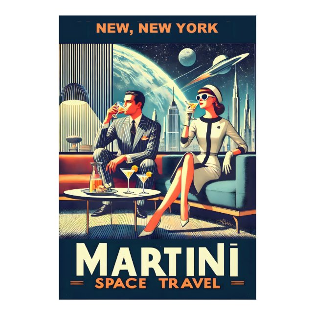 Martini Space Resor affischer New, New York Fototryck (Framsidan)