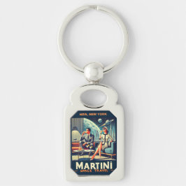 Martini Space Resor affischer New, New York Rektangulärt Silverfärgad Nyckelring