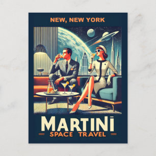 Martini Space Resor affischer New, New York Vykort