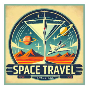 Martini Space Travel 1957 New Worlds Logo Fototryck