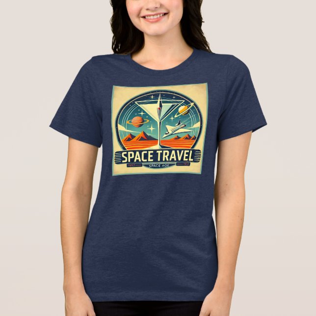 Martini Space Travel 1957 New Worlds Logo T Shirt (Framsida)