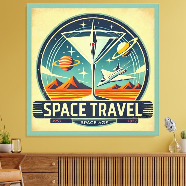 Martini Space Travel 1957 New Worlds Logotyp Canvastryck (Insitu (Vardagsrum))