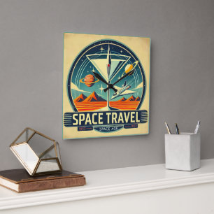 Martini Space Travel 1957 New Worlds Logotyp Fyrkantig Klocka