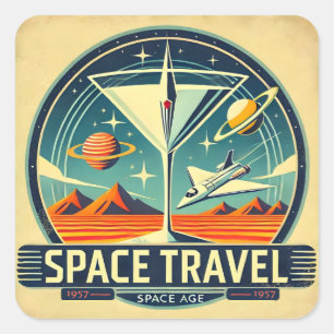 Martini Space Travel 1957 New Worlds Logotyp Fyrkantigt Klistermärke
