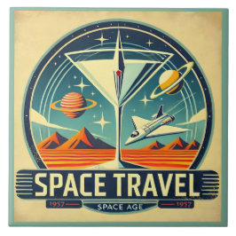 Martini Space Travel 1957 New Worlds Logotyp Kakelplatta