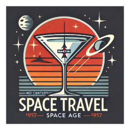 Martini Space Travel 1957 Space Age Logotyp Fototryck