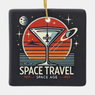 Martini Space Travel 1957 Space Age Logotyp Julgransprydnad Keramik