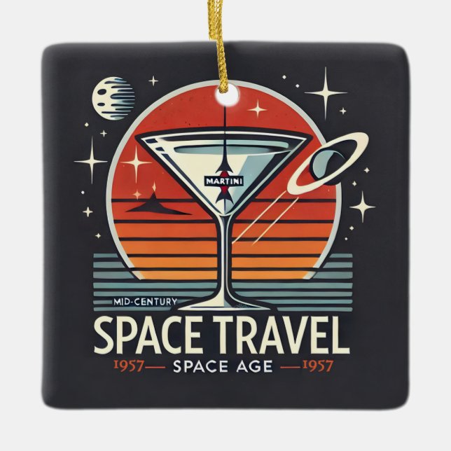 Martini Space Travel 1957 Space Age Logotyp Julgransprydnad Keramik (Framsida)