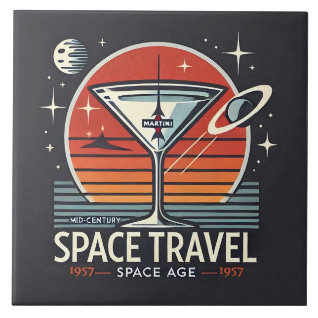 Martini Space Travel 1957 Space Age Logotyp Kakelplatta (Framsidan)