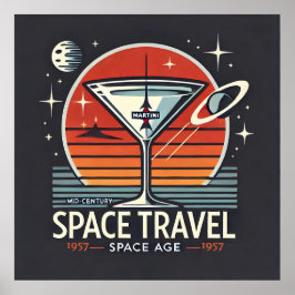 Martini Space Travel 1957 Space Age Logotyp Poster