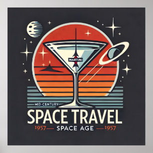 Martini Space Travel 1957 Space Age Logotyp Poster