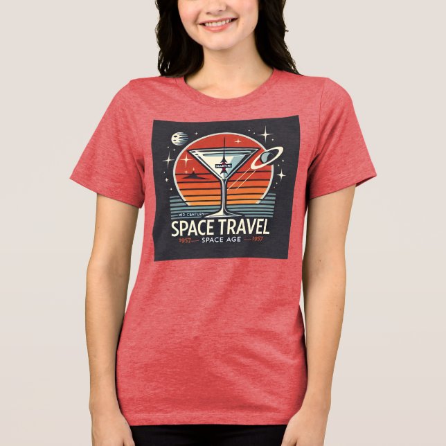 Martini Space Travel 1957 Space Age Logotyp T Shirt (Framsida)