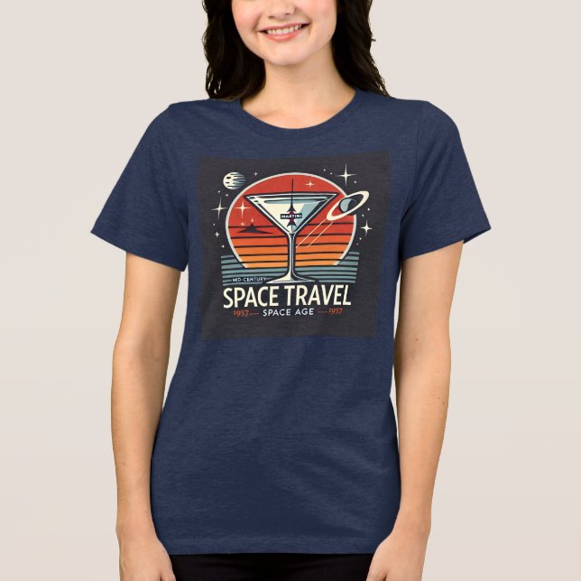 Martini Space Travel 1957 Space Age Logotyp T Shirt (Framsida)