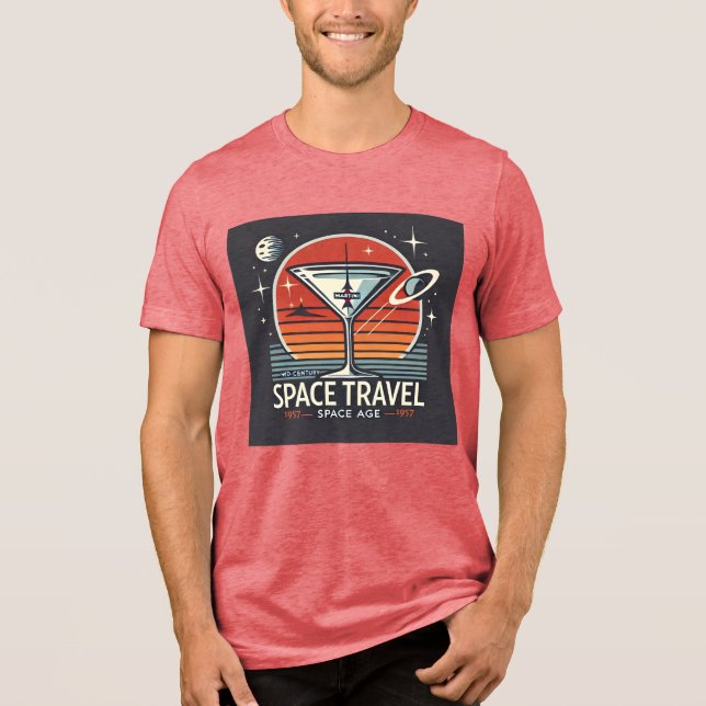 Martini Space Travel 1957 Space Age Logotyp T Shirt (Framsida)