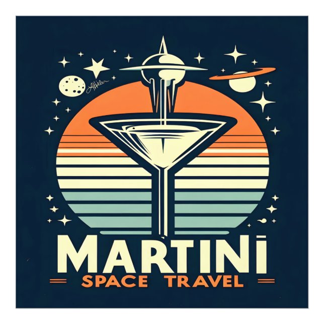 Martini Space Travel Hiss Av Logotyp Fototryck (Framsidan)