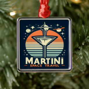 Martini Space Travel Hiss Av Logotyp Julgransprydnad Metall