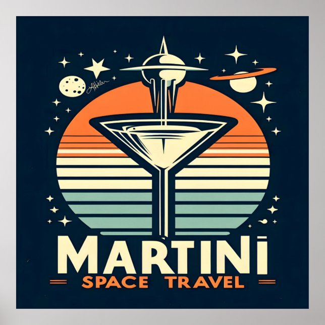 Martini Space Travel Hiss Av Logotyp Poster (Framsidan)