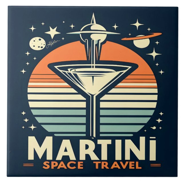 Martini Space Travel Lift Off Logotyp Kakelplatta (Framsidan)