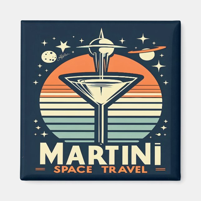 Martini Space Travel Lift Off Logotyp Magnet (Framsidan)