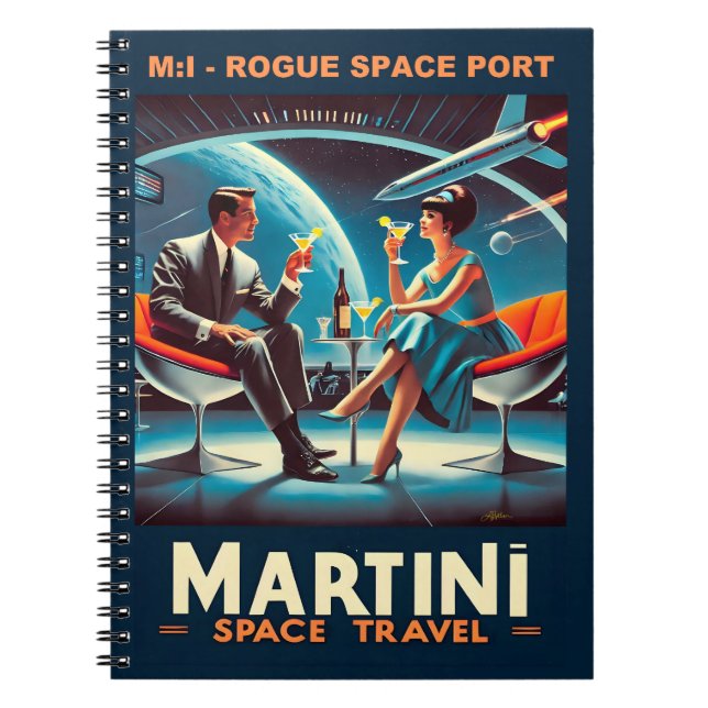 Martini Space Travel Poster Roster Space Port Anteckningsbok (Framsidan)