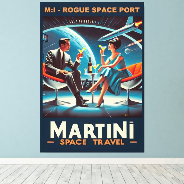 Martini Space Travel Poster Roster Space Port Canvastryck (Insitu (trägolv))