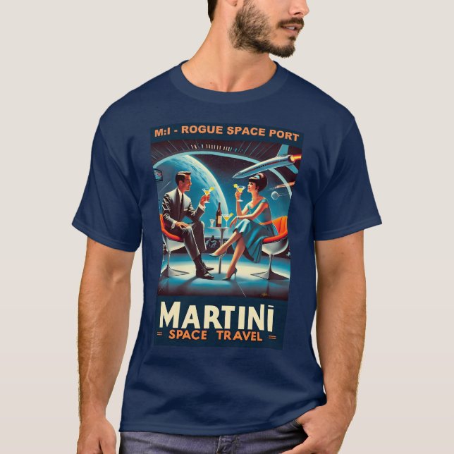 Martini Space Travel Poster Roster Space Port T Shirt (Framsida)