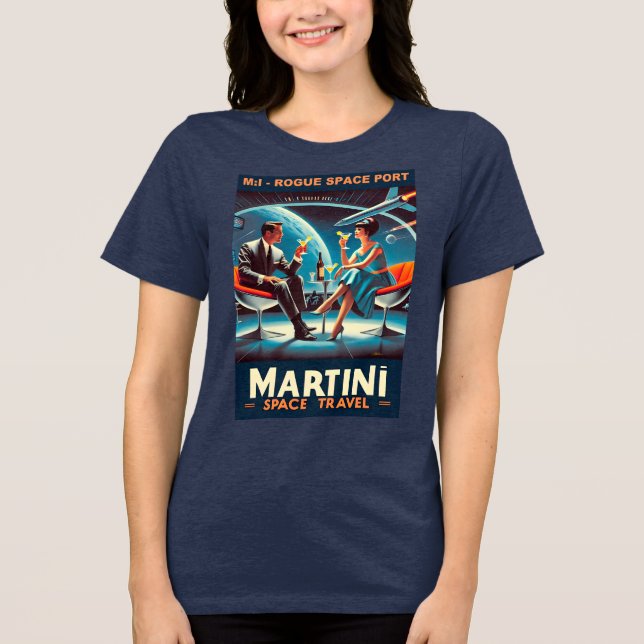 Martini Space Travel Poster Roster Space Port T Shirt (Framsida)
