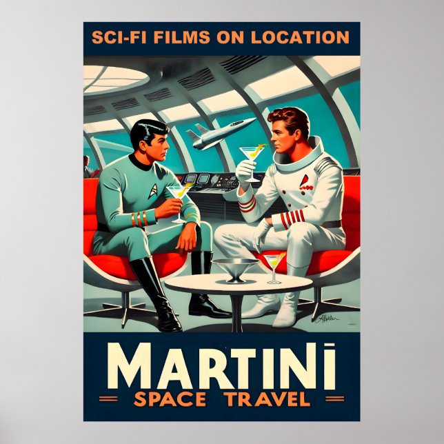 Martini Space Travel Poster Sci-Fi-filer i rymden (Framsidan)