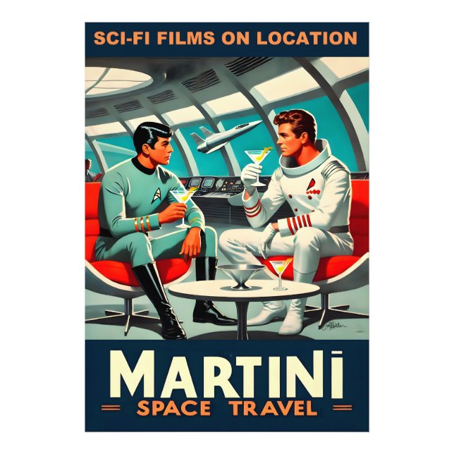 Martini Space Travel Poster Sci-Fi-filer i rymden (Framsidan)