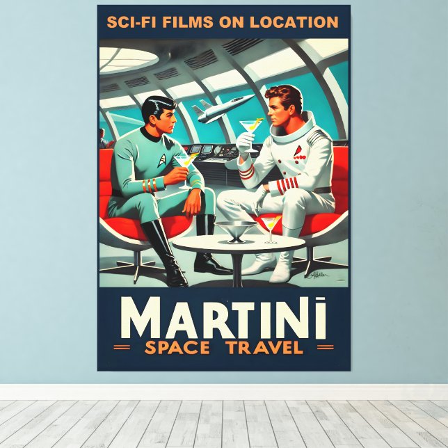 Martini Space Travel Poster Sci-Fi-filer i rymden Canvastryck (Insitu (trägolv))