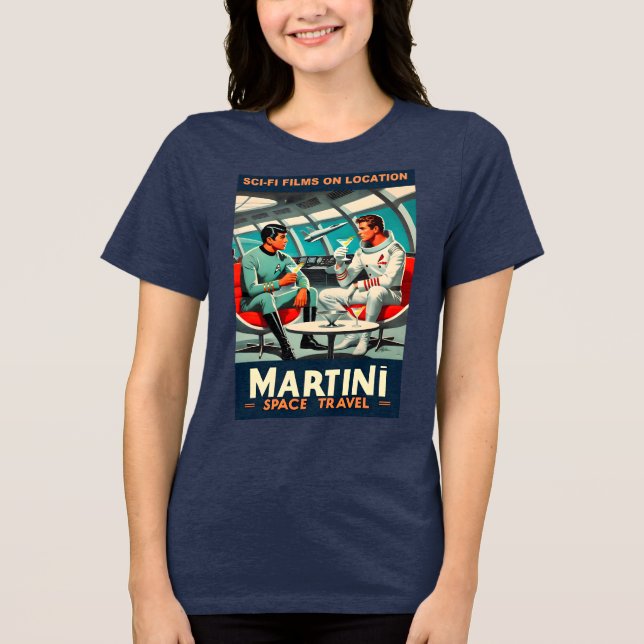 Martini Space Travel Poster Sci-Fi-filer i rymden T Shirt (Framsida)