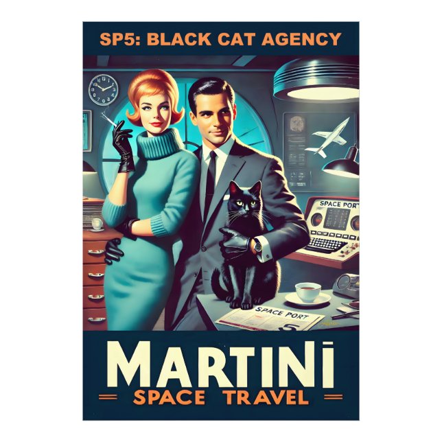 Martini Space Travel Poster SP5: Black Cat Agency (Framsidan)