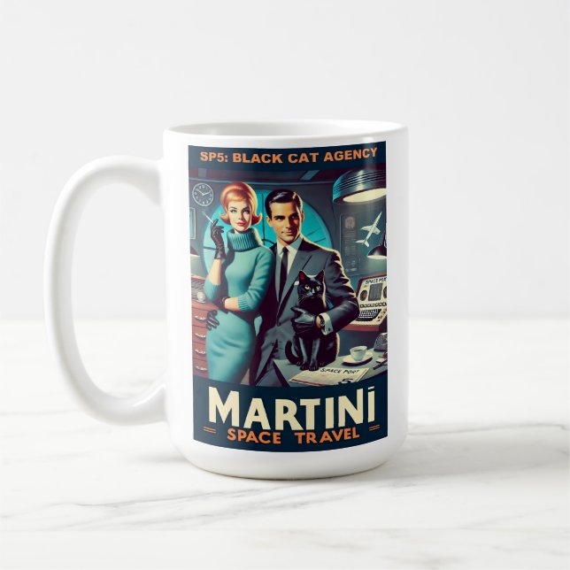 Martini Space Travel Poster SP5: Black Cat Agency Kaffemugg (Vänster)