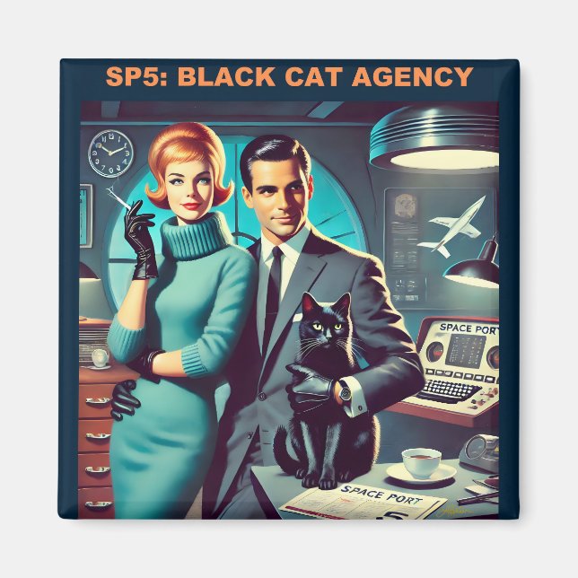 Martini Space Travel Poster SP5: Black Cat Agency Magnet (Framsidan)