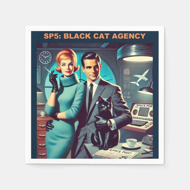 Martini Space Travel Poster SP5: Black Cat Agency Pappersservett (Framsidan)