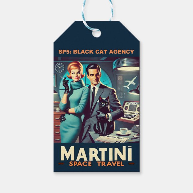 Martini Space Travel Poster SP5: Black Cat Agency Presentetikett (Framsidan)