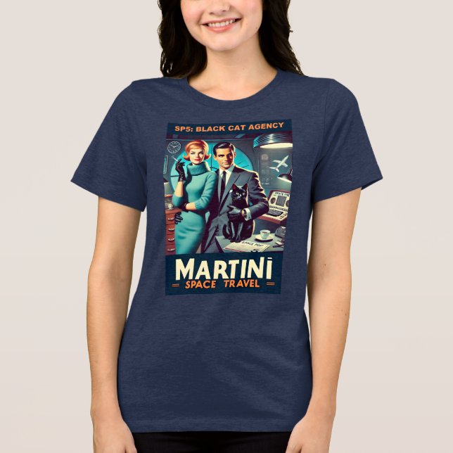 Martini Space Travel Poster SP5: Black Cat Agency T Shirt (Framsida)