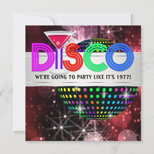 Martini Spegel Boll Disco Party Inbjudningar (Framsida)