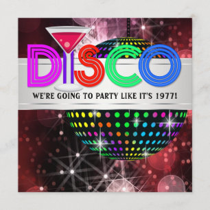 Martini Spegelboll Disco Party Inbjudningar