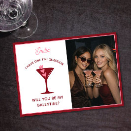 Martini-tema Galentine's Day - Sötaste Pink Bästis Julkort