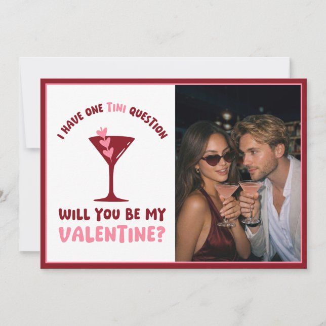 Martini Themed Valentine's Day - Modern Cute Chic Julkort (Framsida)