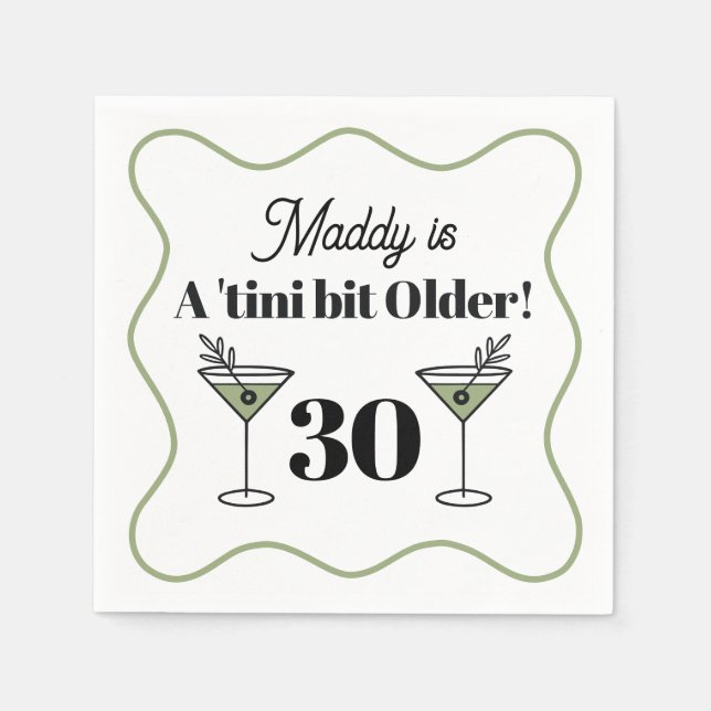 Martini-Thned Birthday Napkins Pappersservett (Framsidan)
